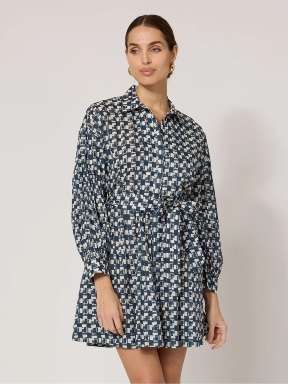 Cleobella Colette Printed Tie-Waist Shirt Dress